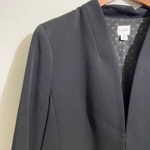 J Crew Black Open Front Blazer Size 12 Careerwear Office Style Tailored Fit Chic